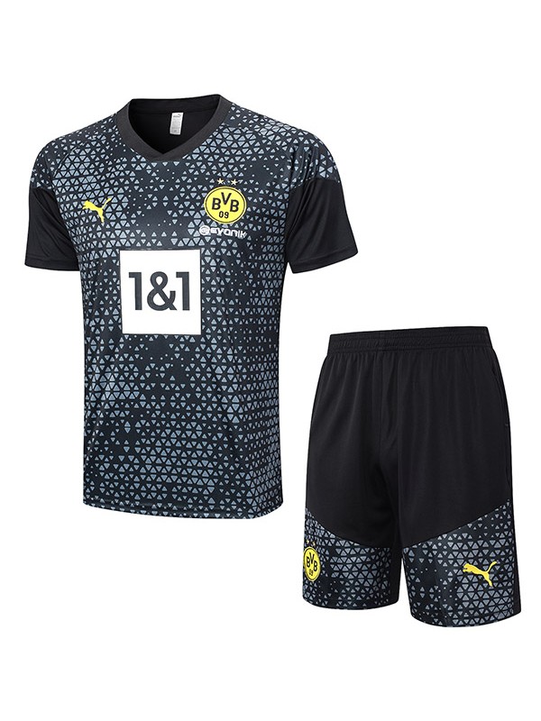 Borussia Dortmund maillot d'entraînement uniforme de sport maillot de football pour hommes kit noir de sport de football haut t-shirt 2023-2024